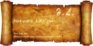 Hatvani Léna névjegykártya